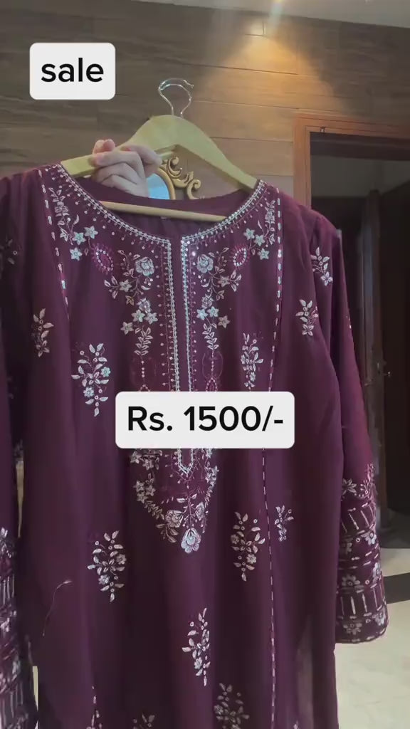 2-Piece Embroidered Pure Lawn Suit with Shalwar – Maleeha Collection